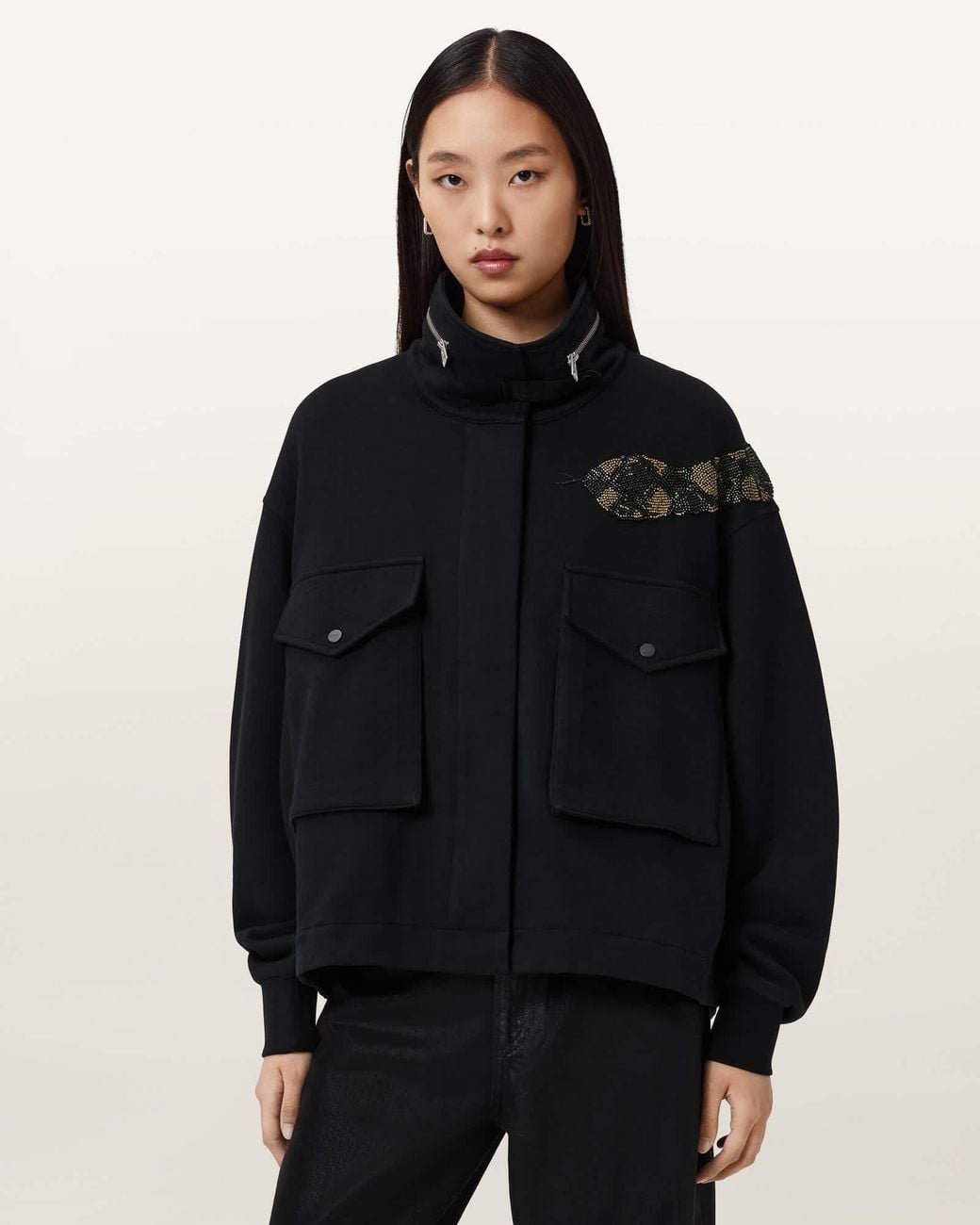 AllSaints Black Ouros Claire Jacket