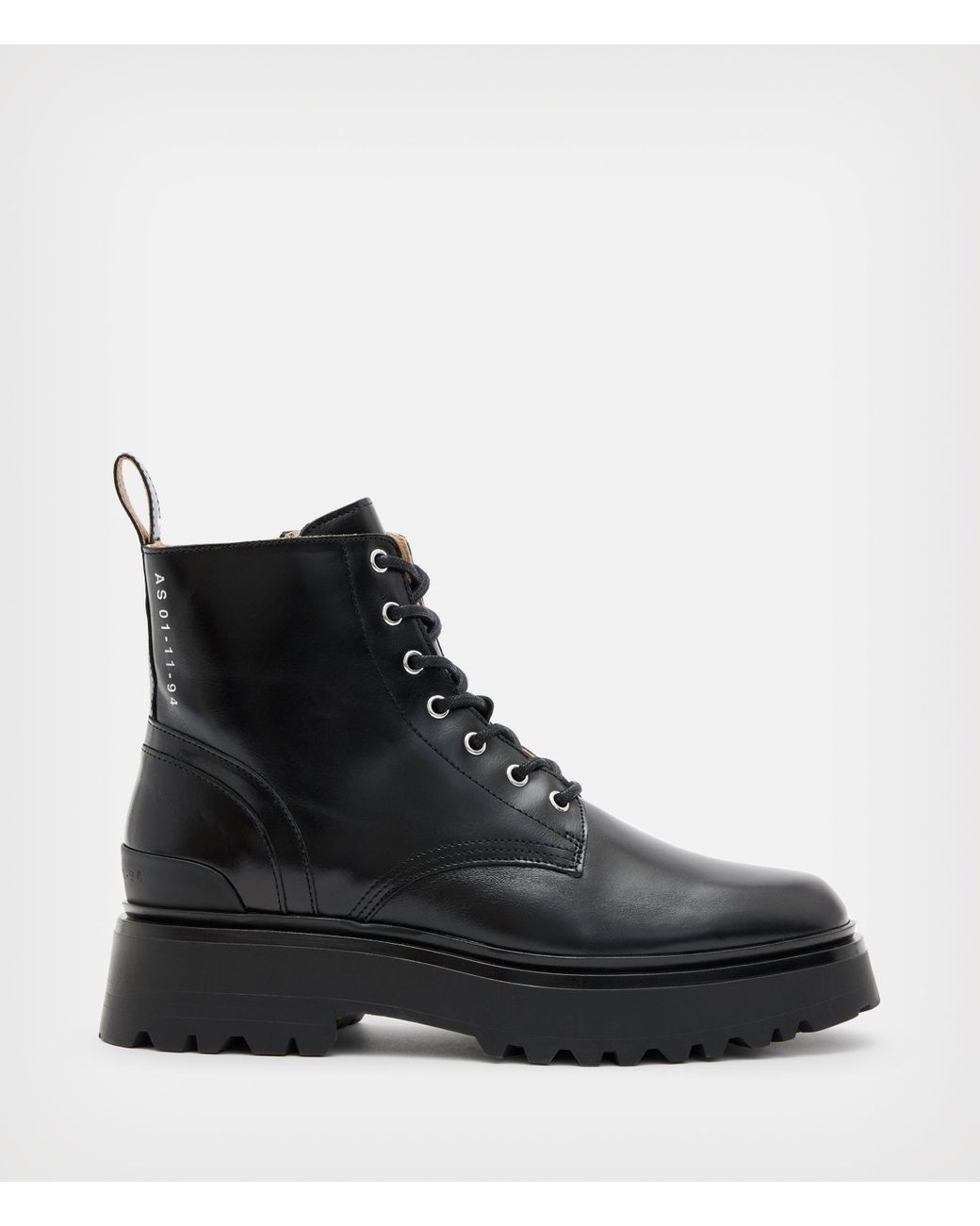 AllSaints Flint Leather Boots in Black | Lyst Canada