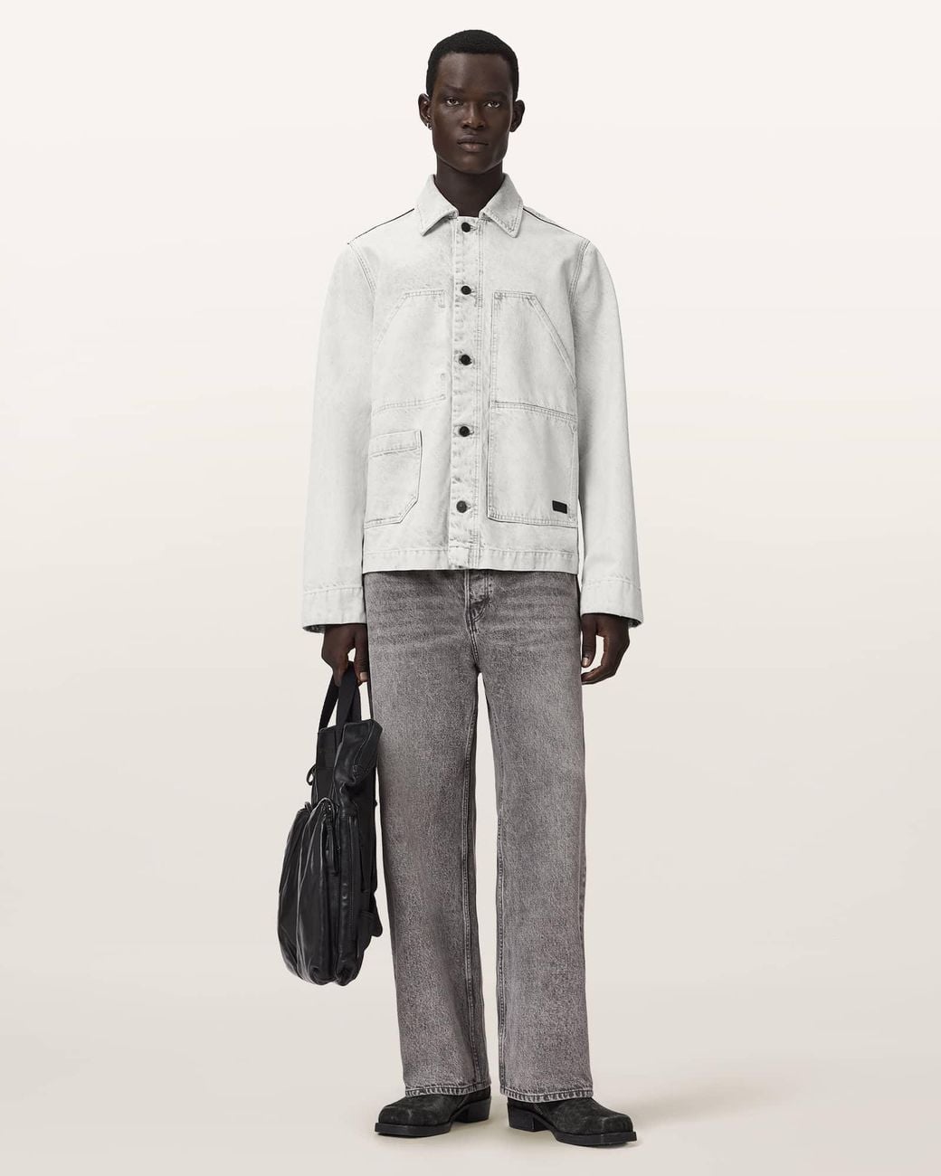 AllSaints White Mukesh Relaxed Fit Denim Shacket for men