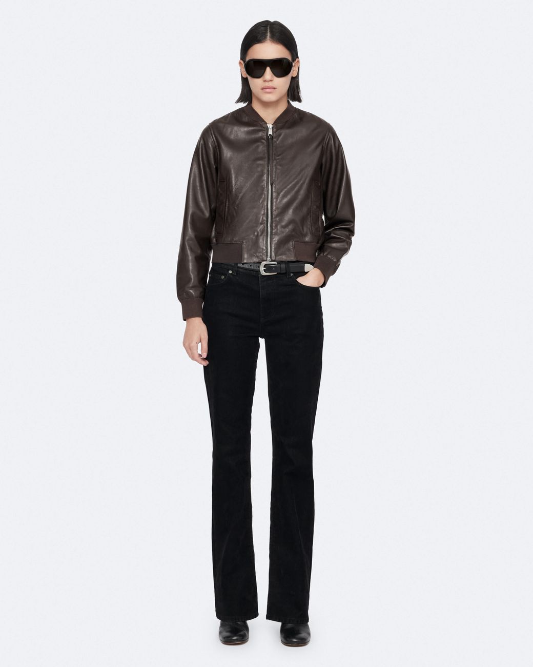 AllSaints Black Orten Leather Bomber Jacket