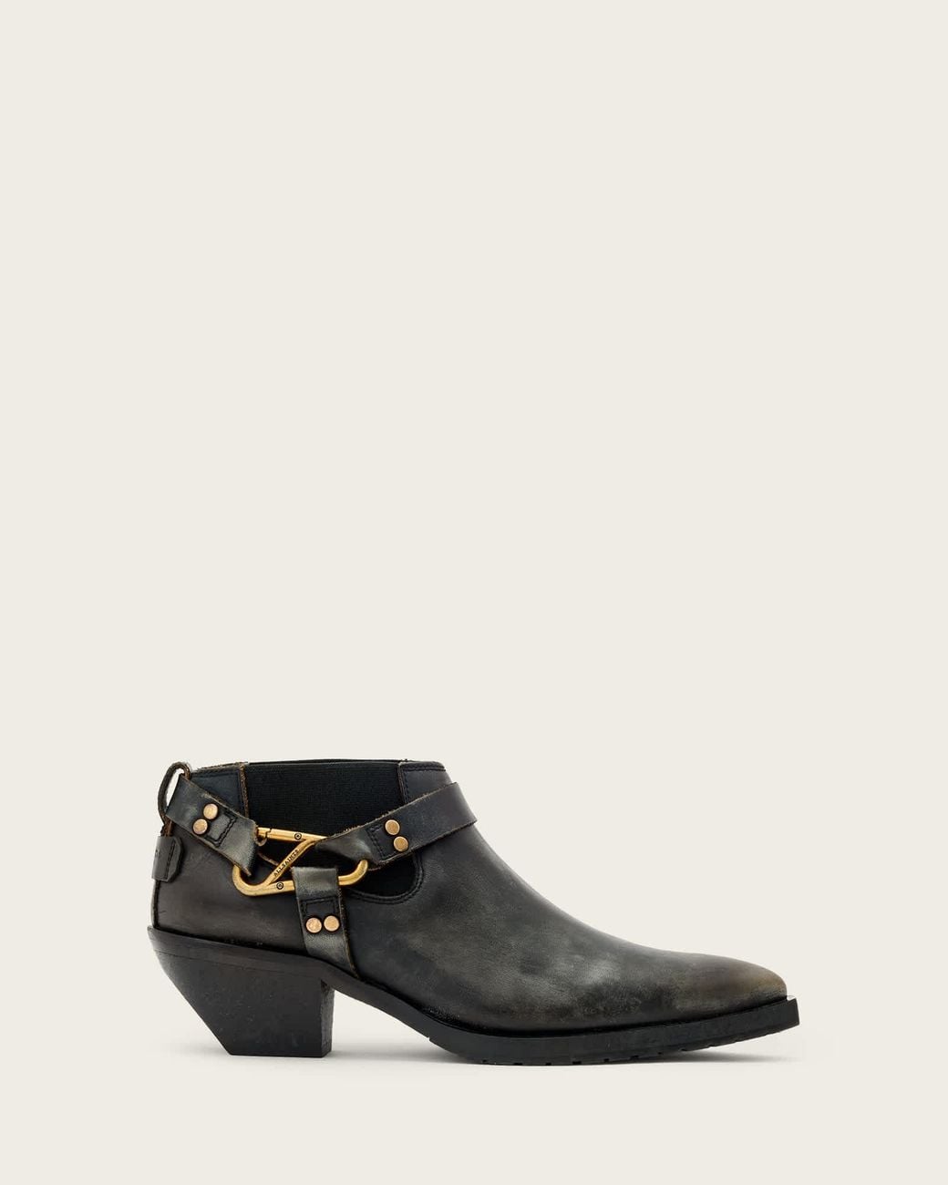 AllSaints Black Maisy Carabiner Heeled Boots