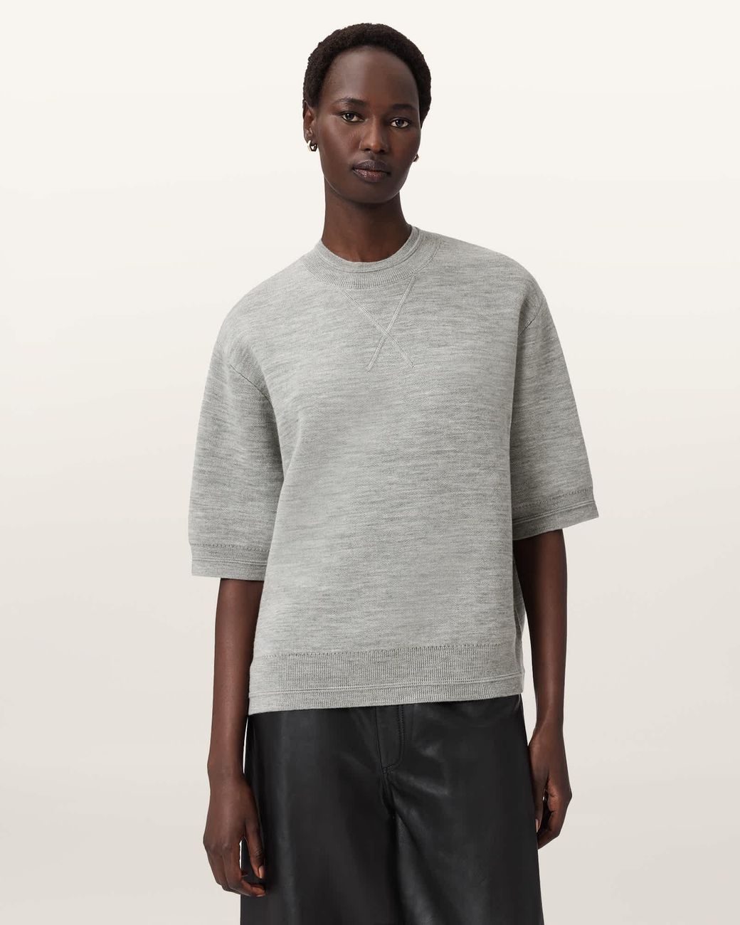 AllSaints Gray Nika Relaxed Wool T-Shirt