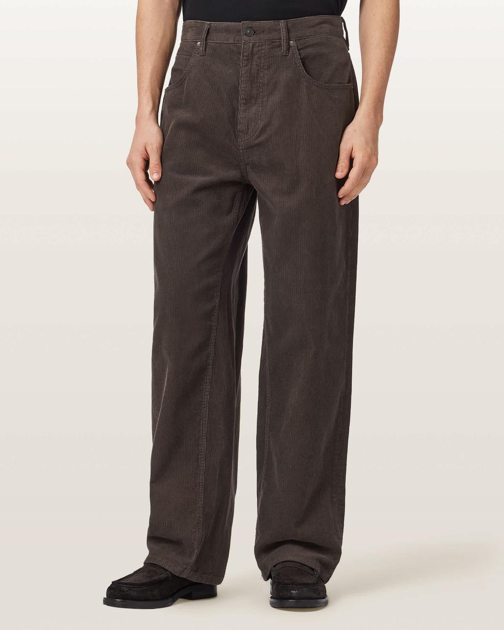 AllSaints Brown Rivet Relaxed Fit Corduroy Jeans for men