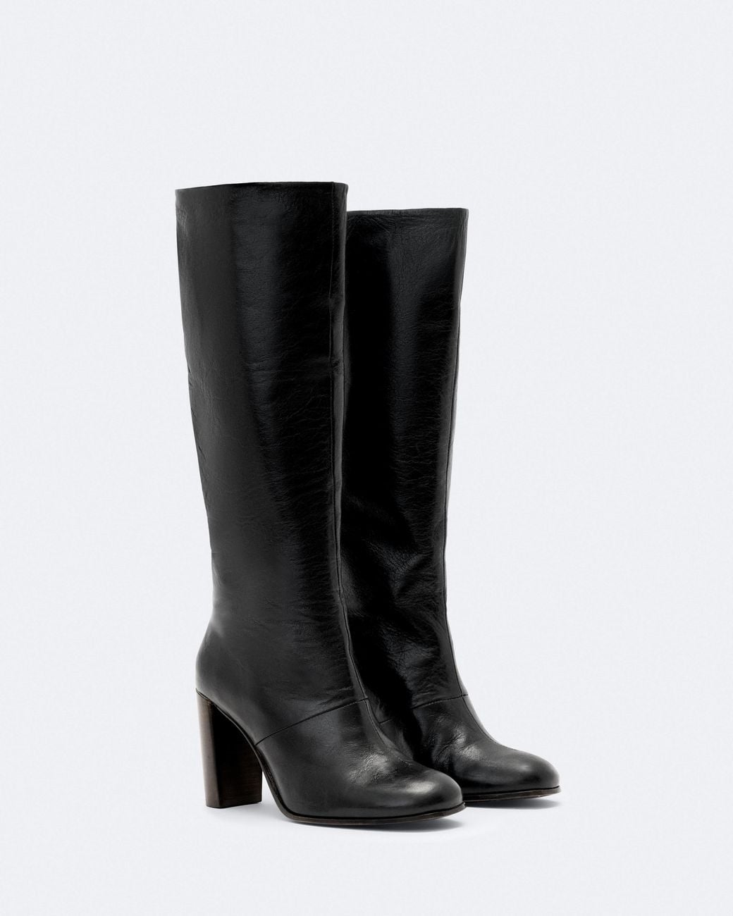 AllSaints Black Marisa Leather Heeled Knee-High Boots