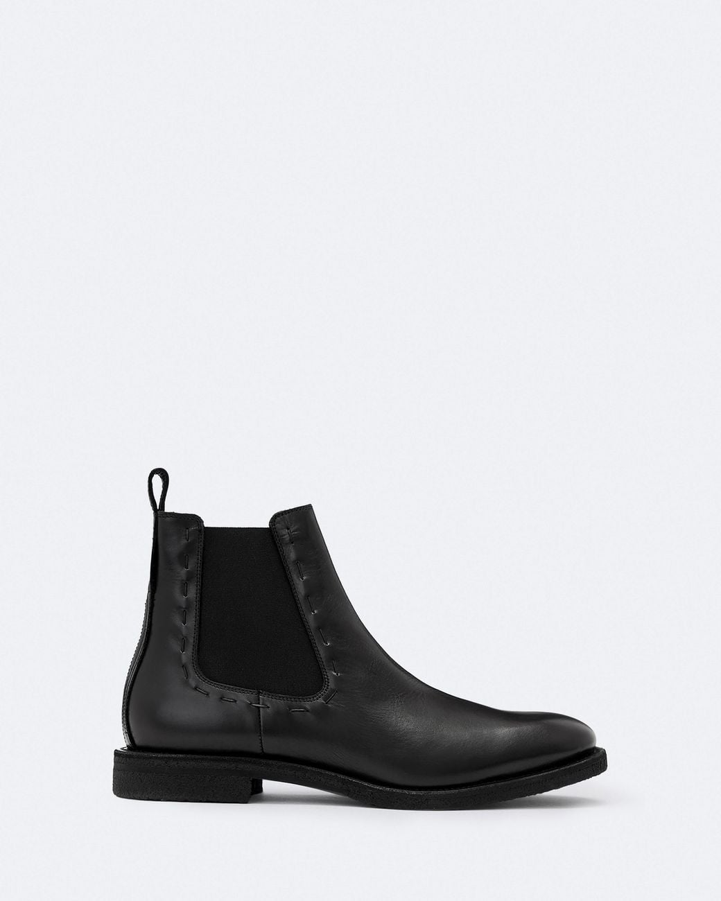 AllSaints Black Cliff Leather Chelsea Boots for men