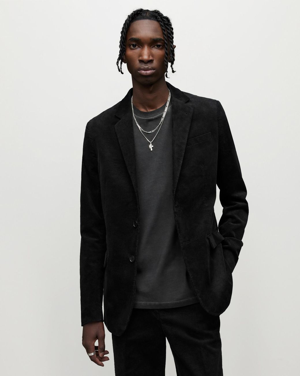 Black corduroy blazer sales