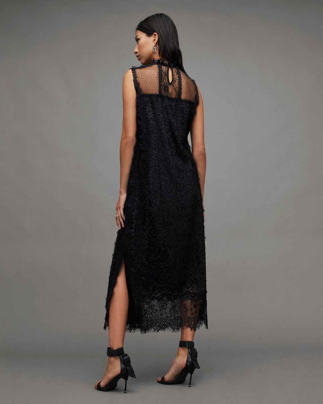 AllSaints Mila Lace Mini Dress in Black | Lyst