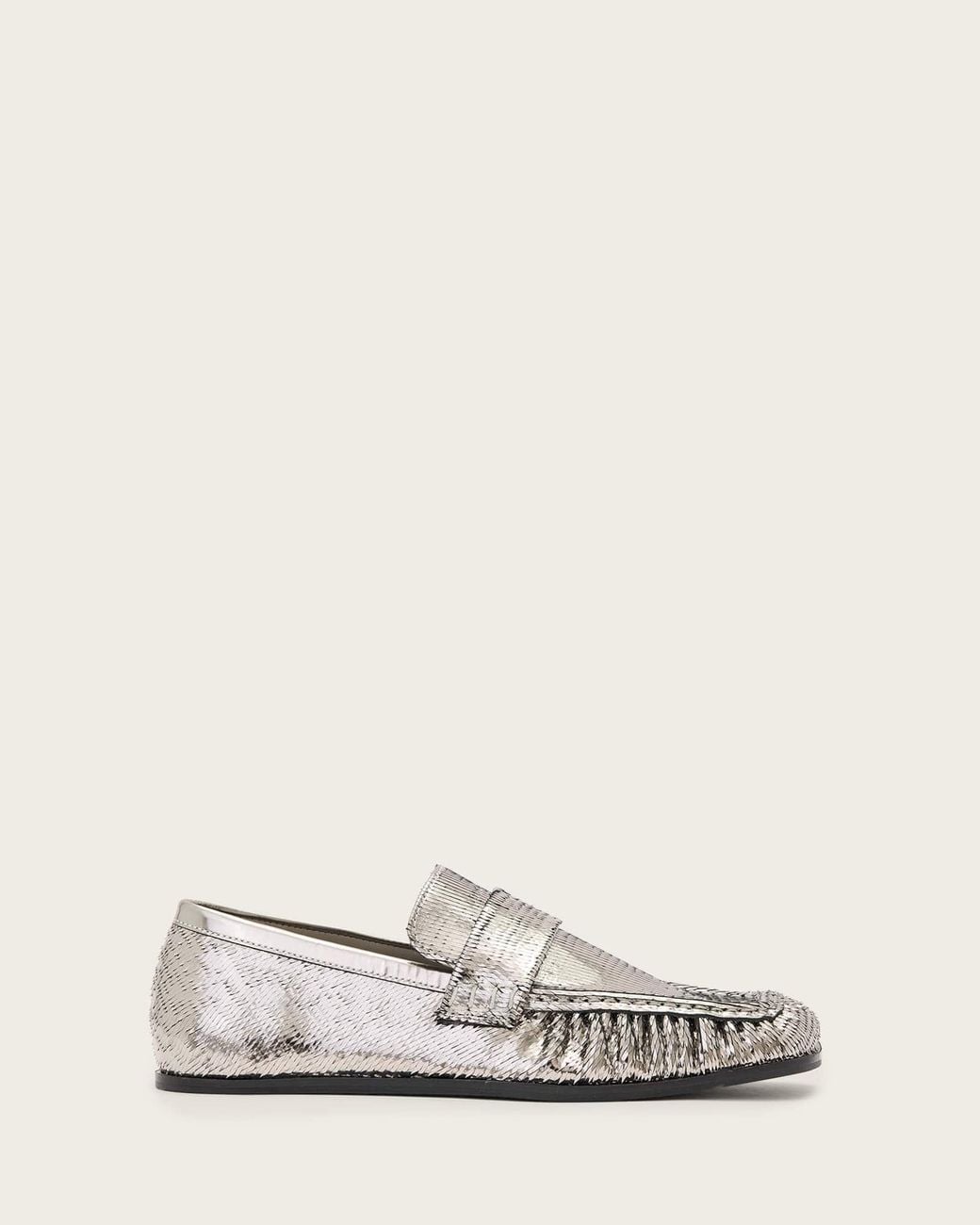 AllSaints Natural Julie Studded Leather Loafers