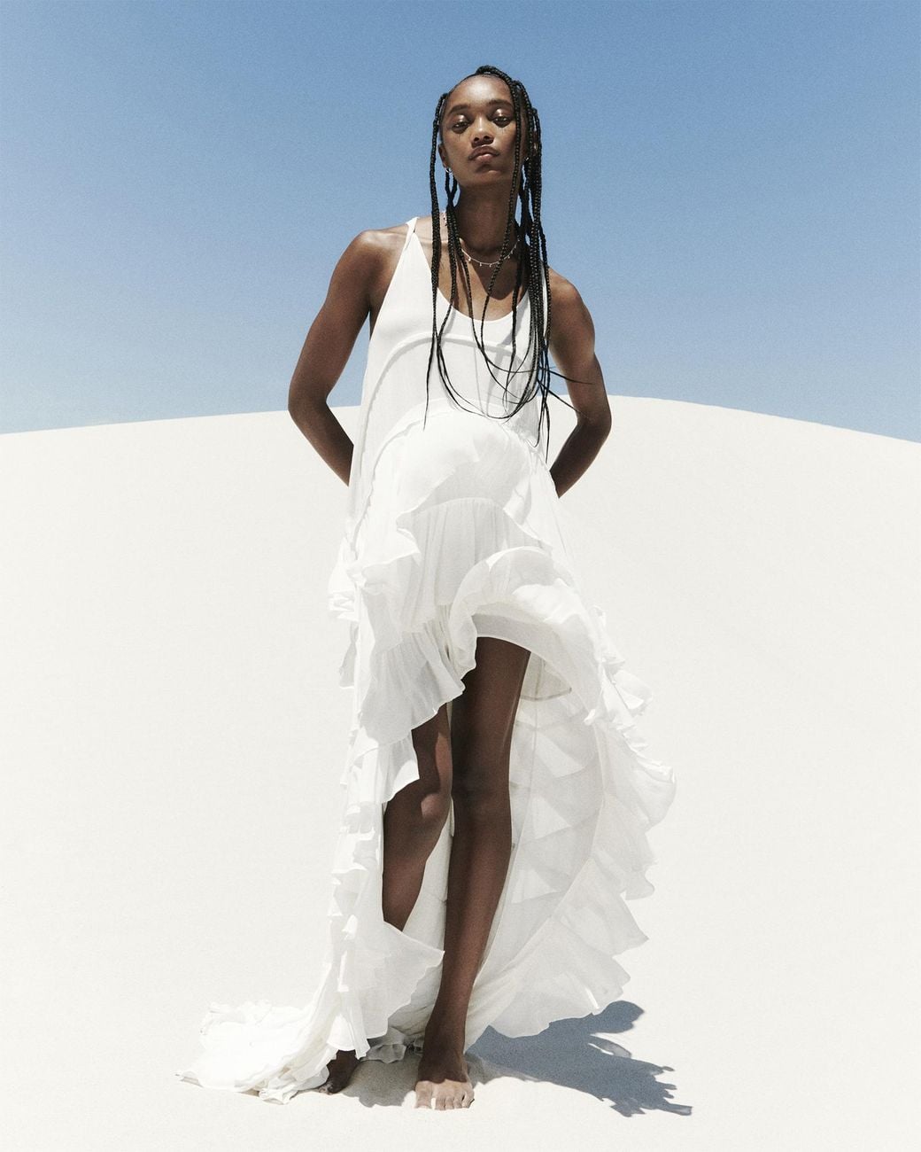 all saints white dress Flowy V-Neck Maxi keyhole back adds a sophisticated touch ALLSAINTS Eliza Maxi Dress in