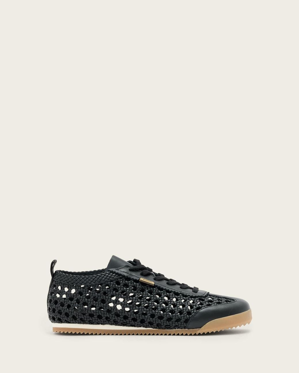 AllSaints Black Kenny Woven Leather Trainers