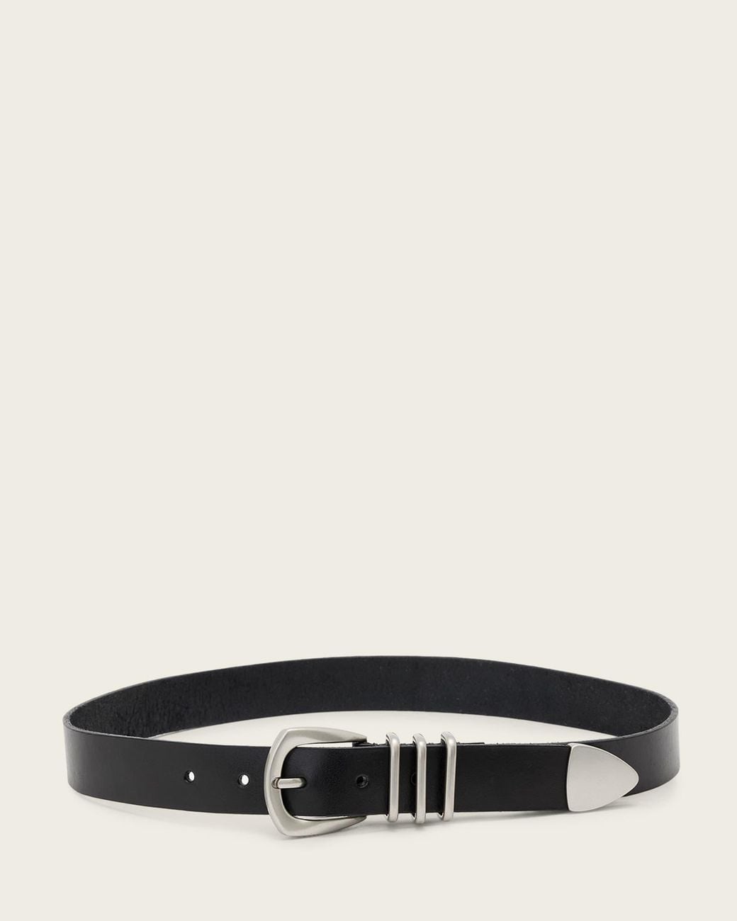 AllSaints White Avery Leather Jeans Belt