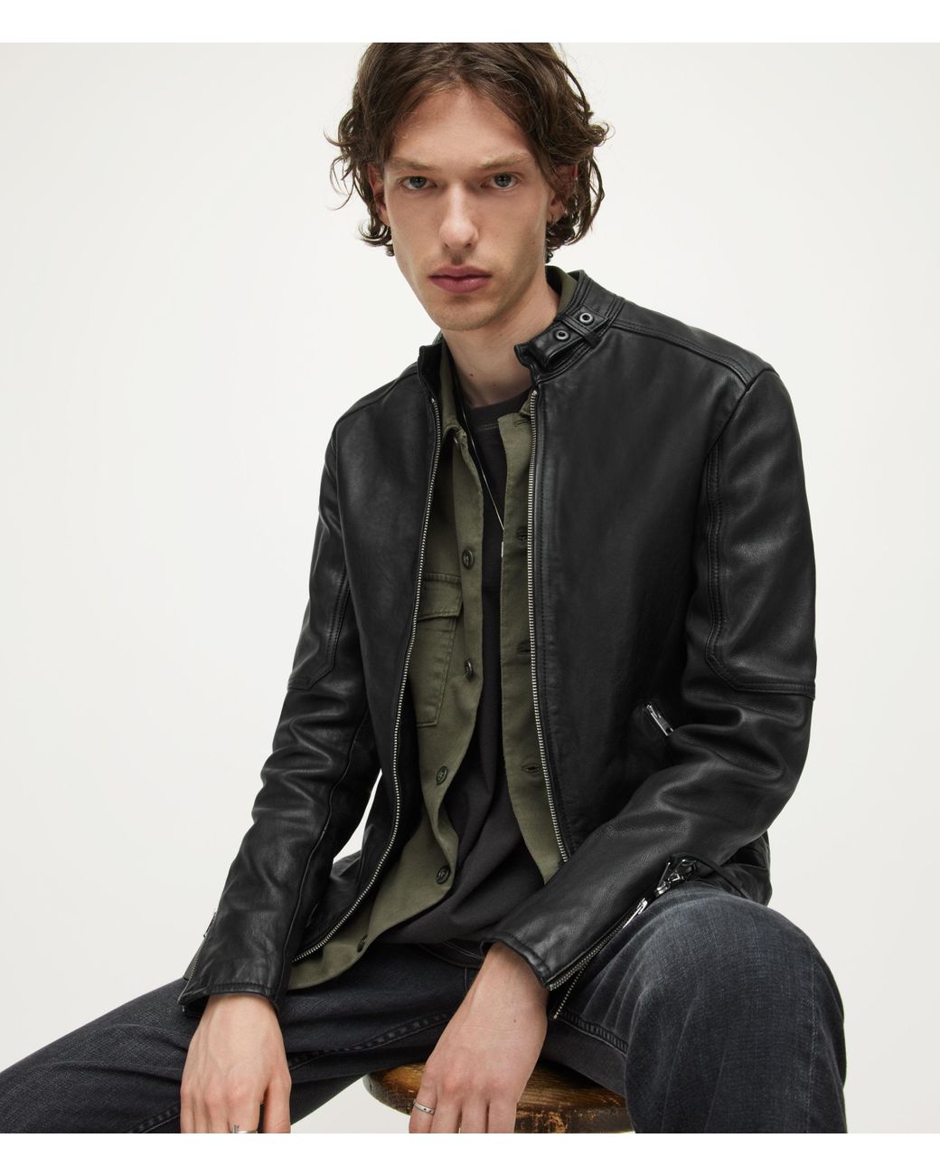 AllSaints Men's Cora Leather Jacket in Black for Men | Lyst
