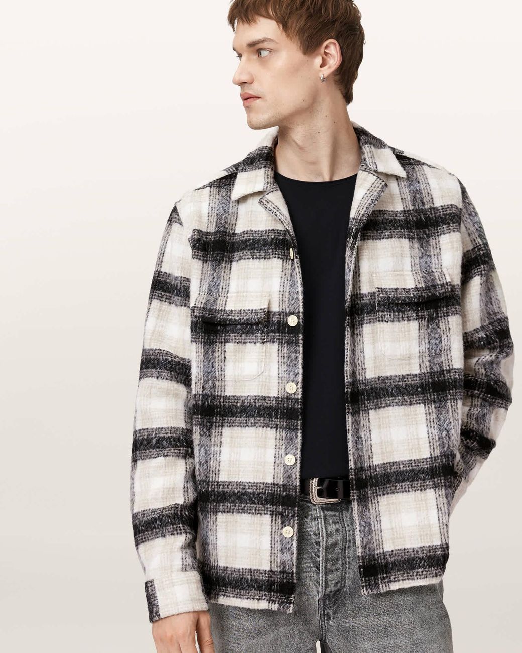 AllSaints Gray Lapse Long Sleeve Shirt for men
