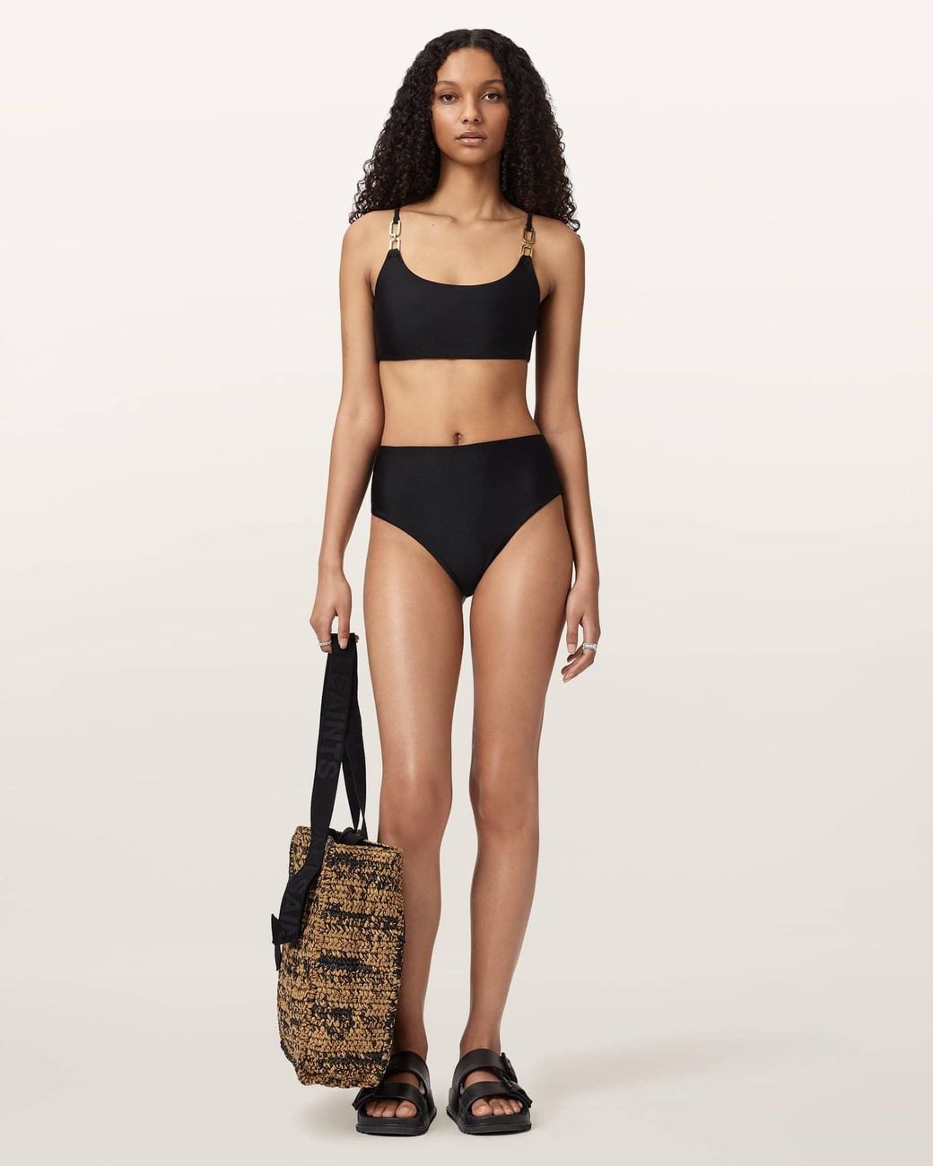 AllSaints Black Talaria Sheen Bikini Top
