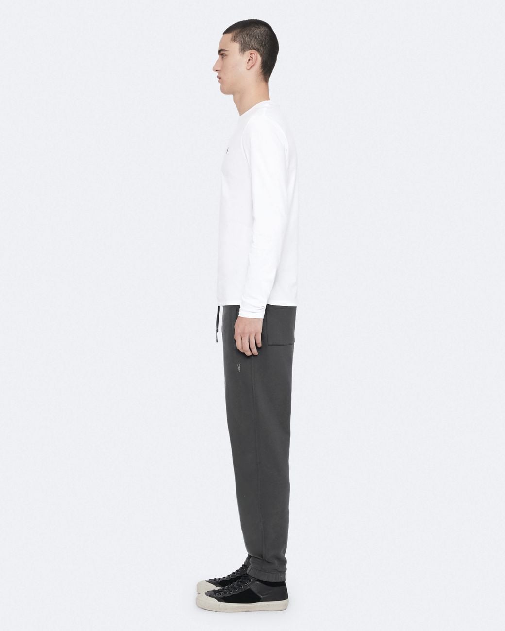 AllSaints Gray Raven Cuffed Slim Fit Ramskull Joggers for men