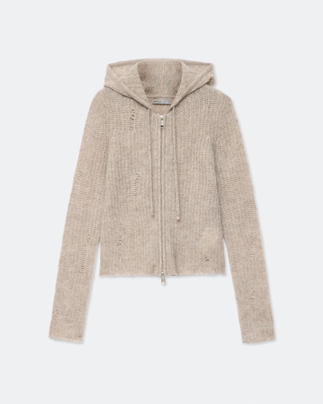 AllSaints White Mabel Cropped Alpaca-Blend Hoodie