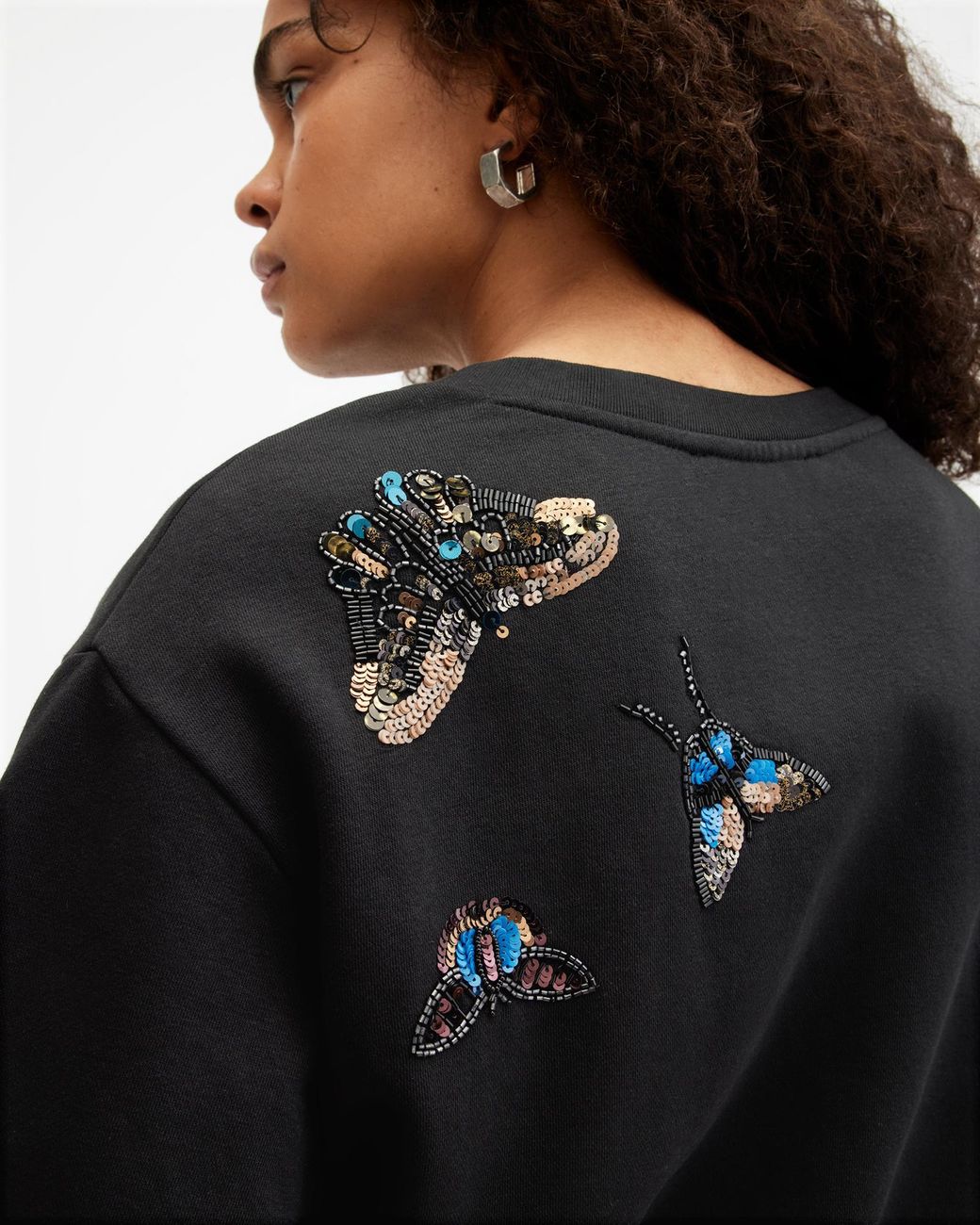 AllSaints Pippa Diana Embellished Sweatshirt, in Black | Lyst