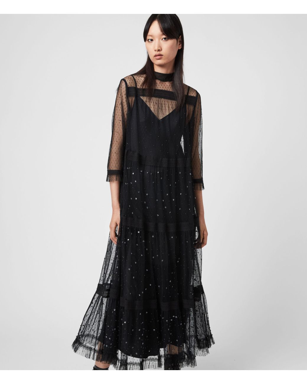 all saints embellished dress