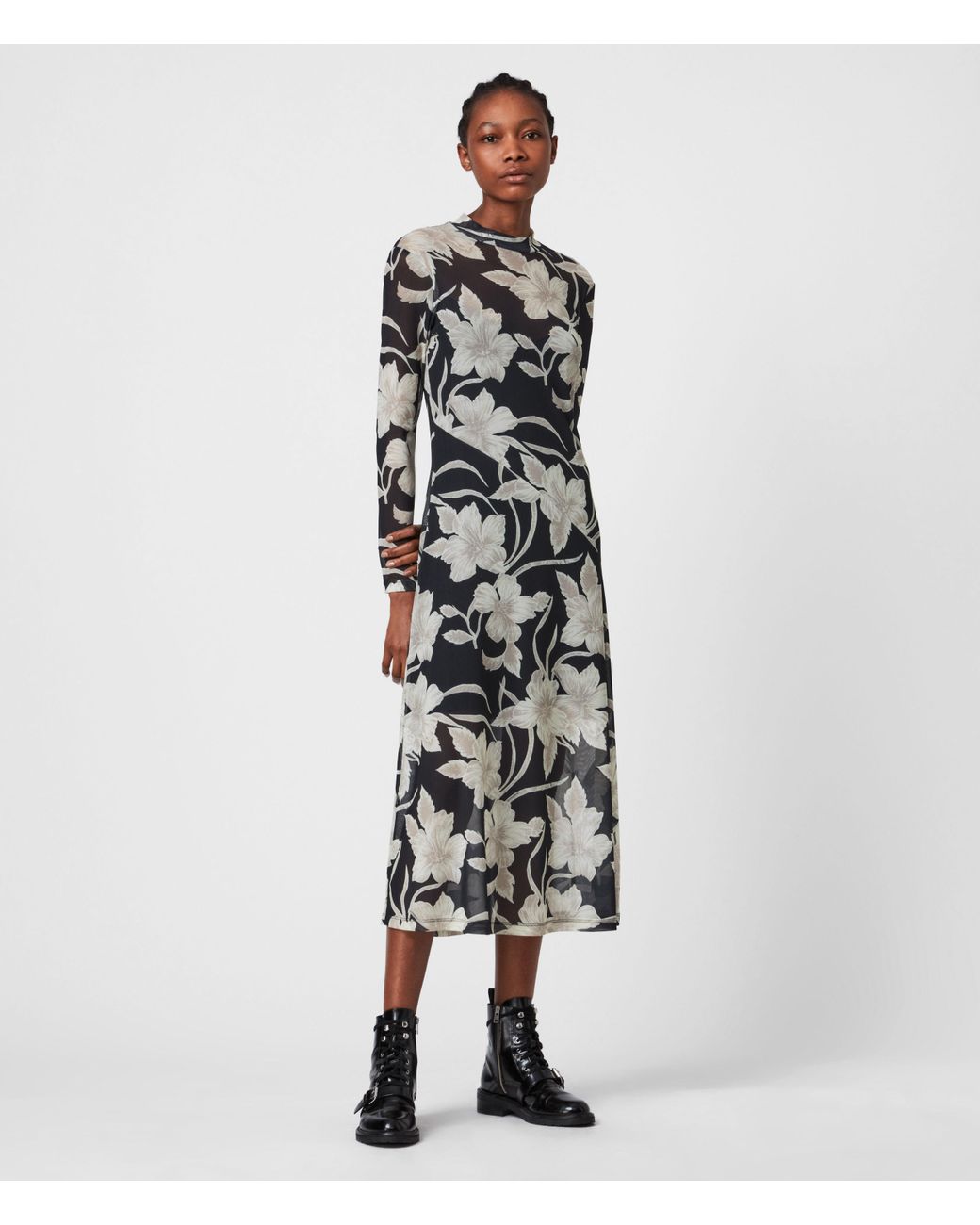All saints black floral dress hotsell