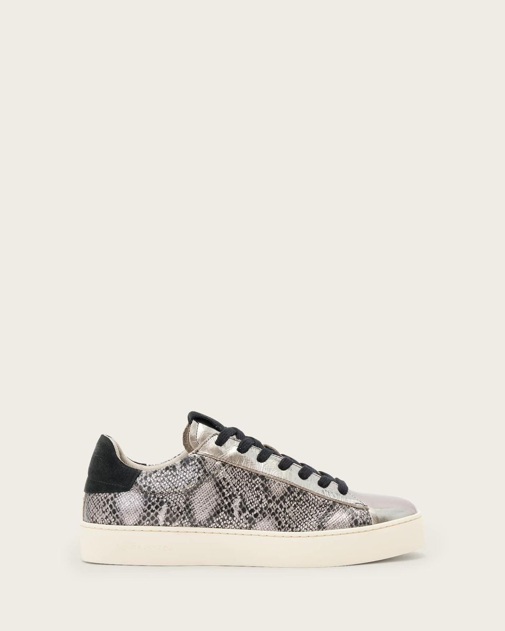 AllSaints Natural Shana Snake Print Low Top Leather Trainers