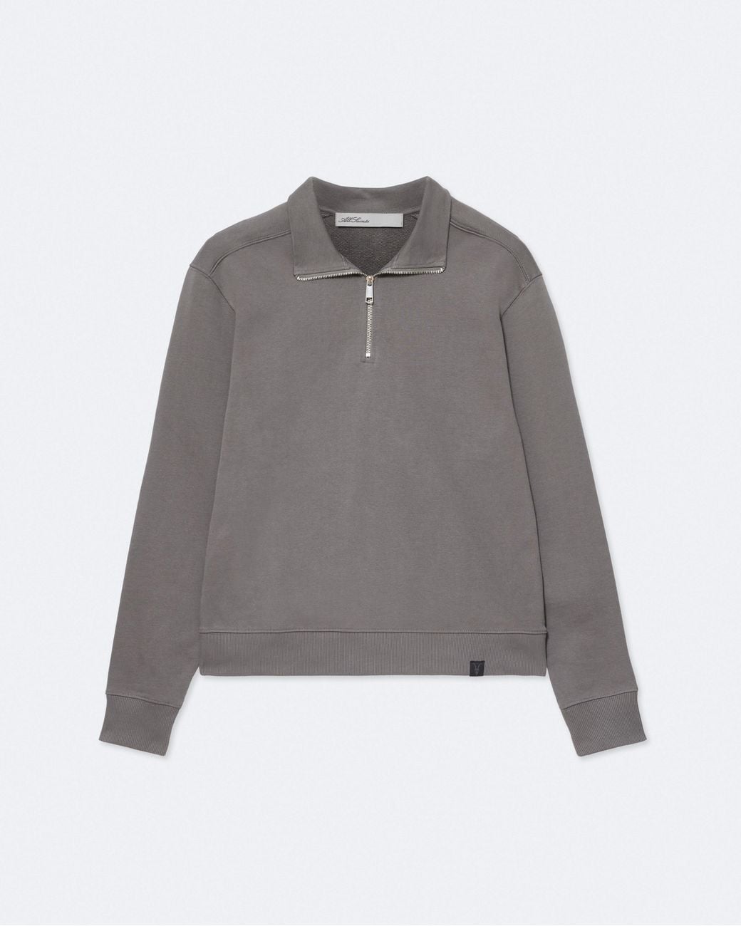 AllSaints Gray Darius Half-Zip Funnel-Neck Sweatshirt for men