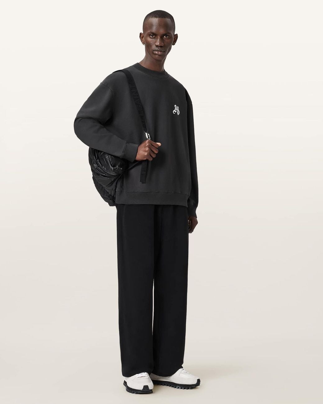 AllSaints Black Icon Boxy Crew Neck Sweatshirt for men