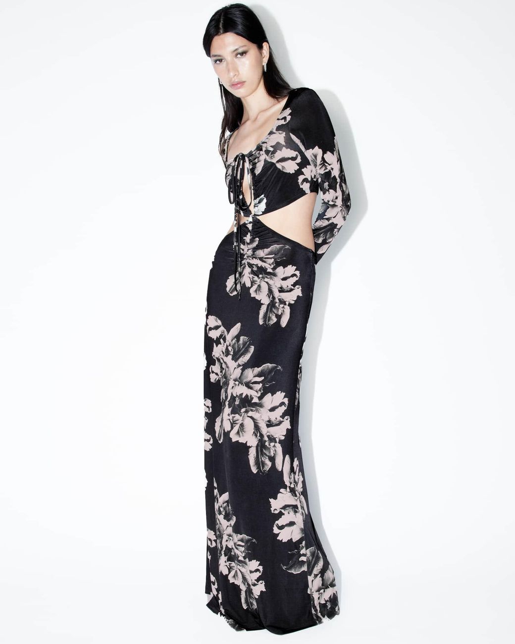 AllSaints White Cynthia Floral Cut Out Maxi Dress