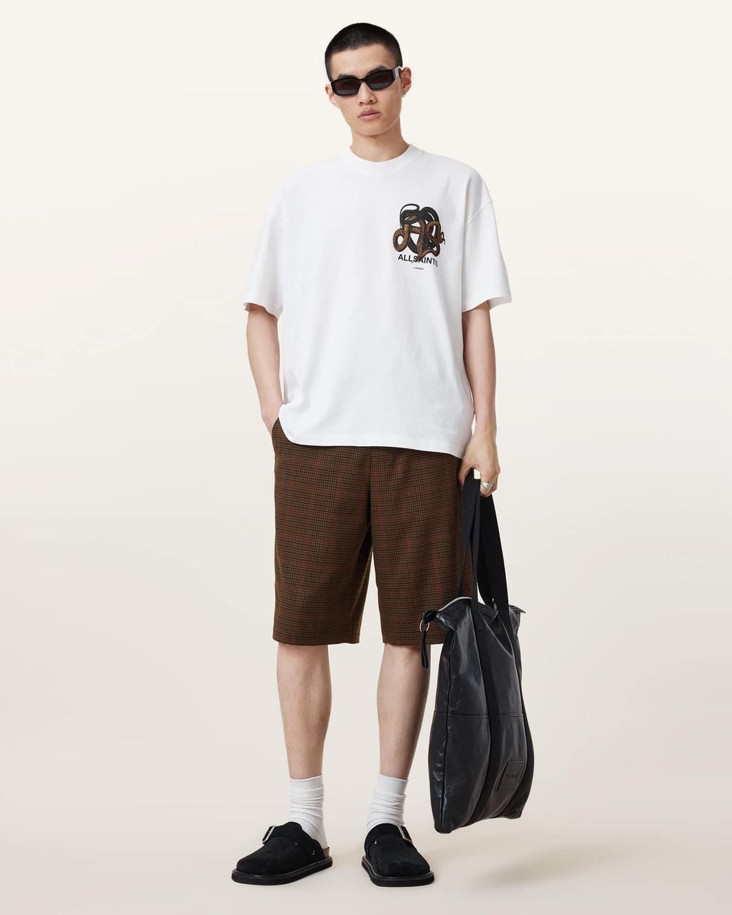 AllSaints White Newell Shorts for men