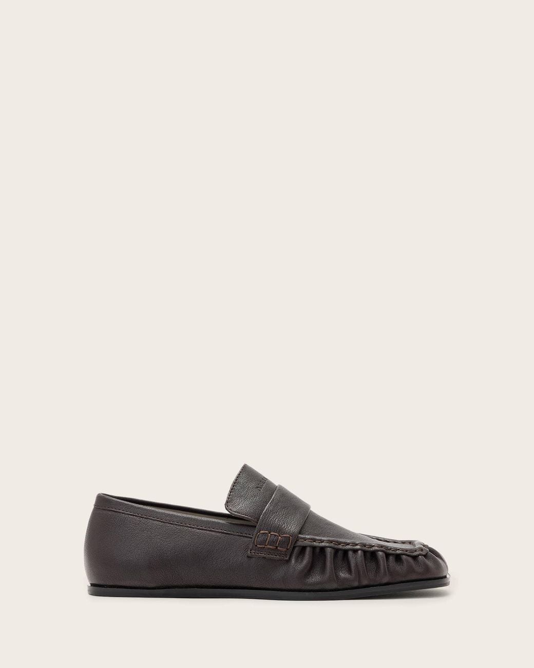 AllSaints White Julie Studded Leather Loafers