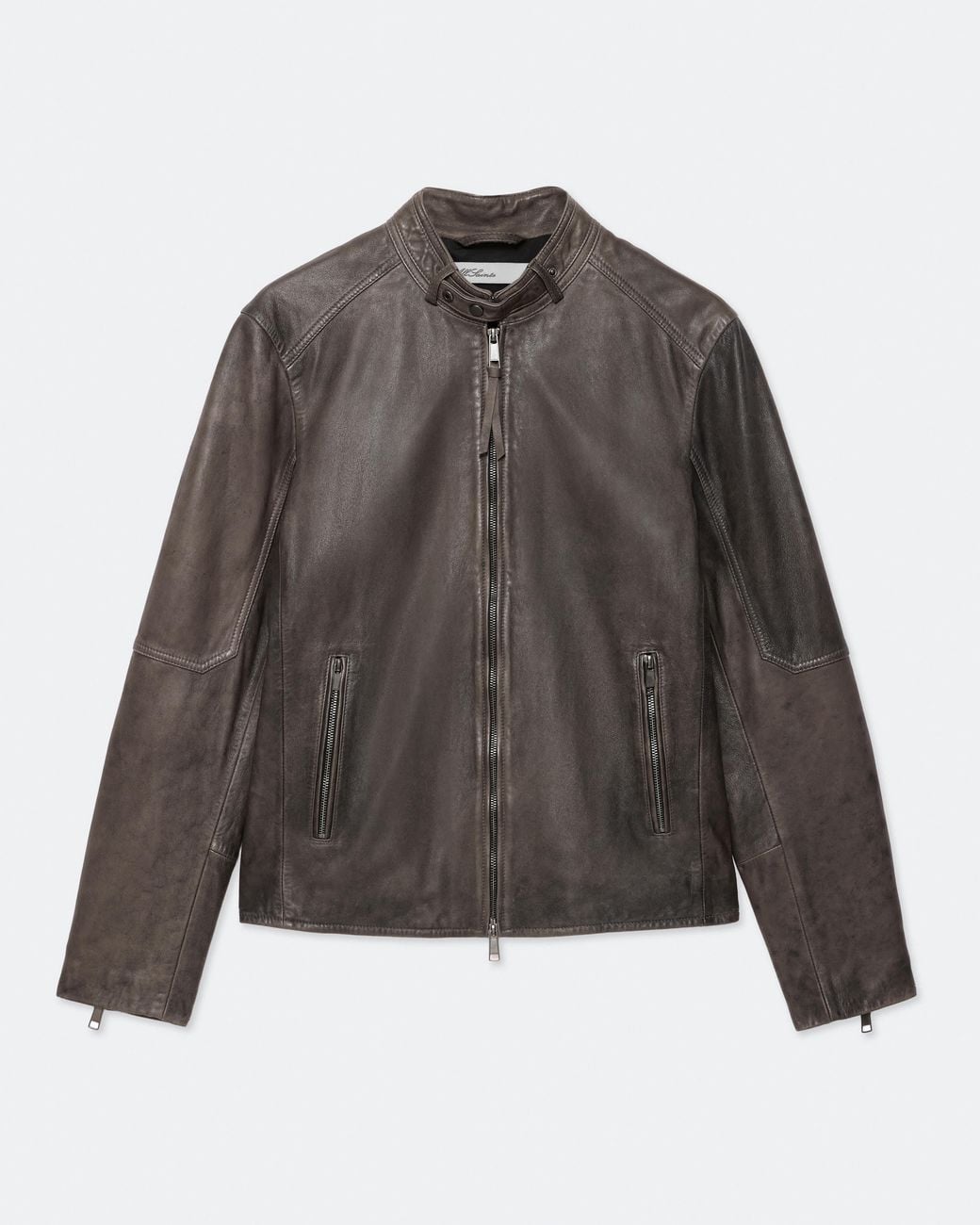 AllSaints Gray Cora Slim Fit Leather Jacket for men