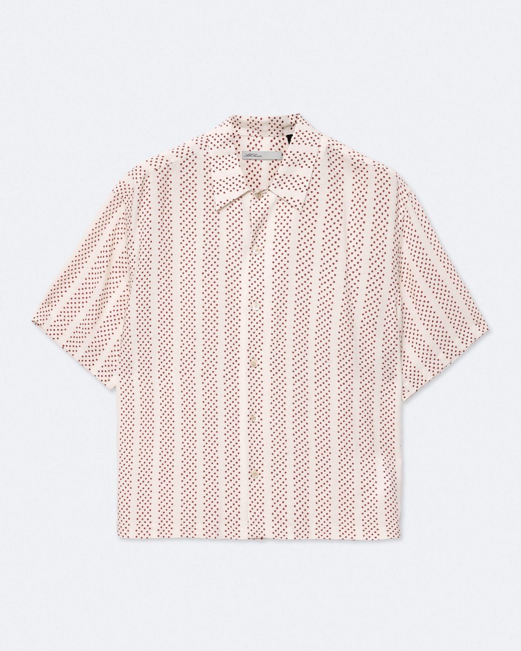 AllSaints Pink Quasar Oversized Viscose Polkadot Shirt for men