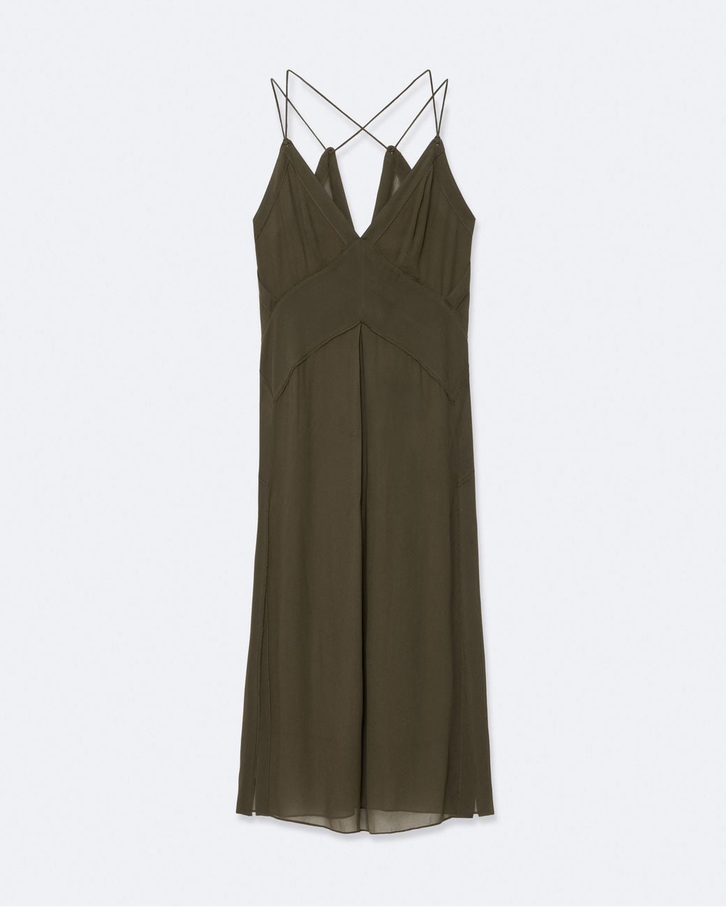 AllSaints Green Fawn Viscose Midi Slip Dress