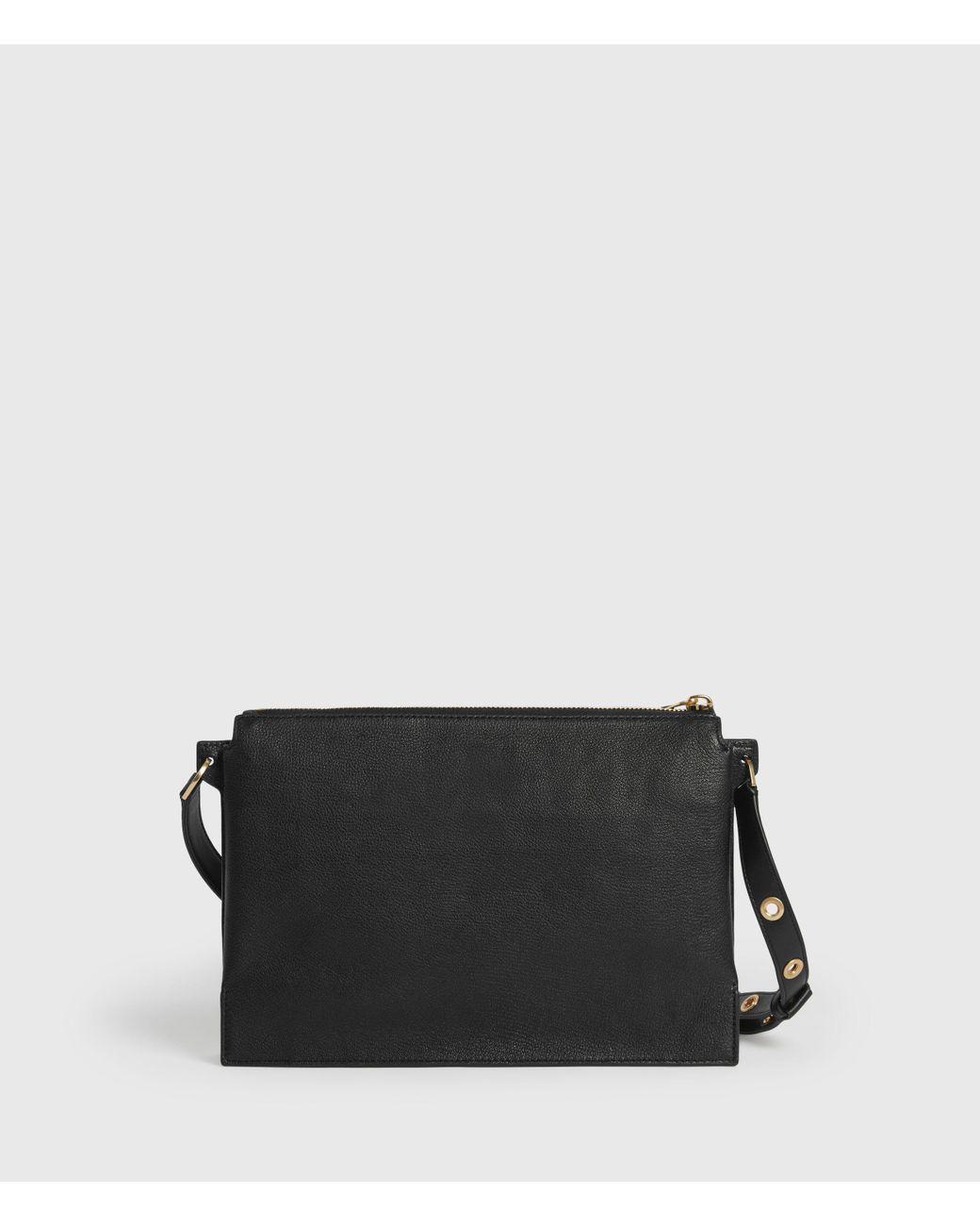 AllSaints Premium Leather Sheringham Zip Closure Shoulder Bag, in Black |  Lyst
