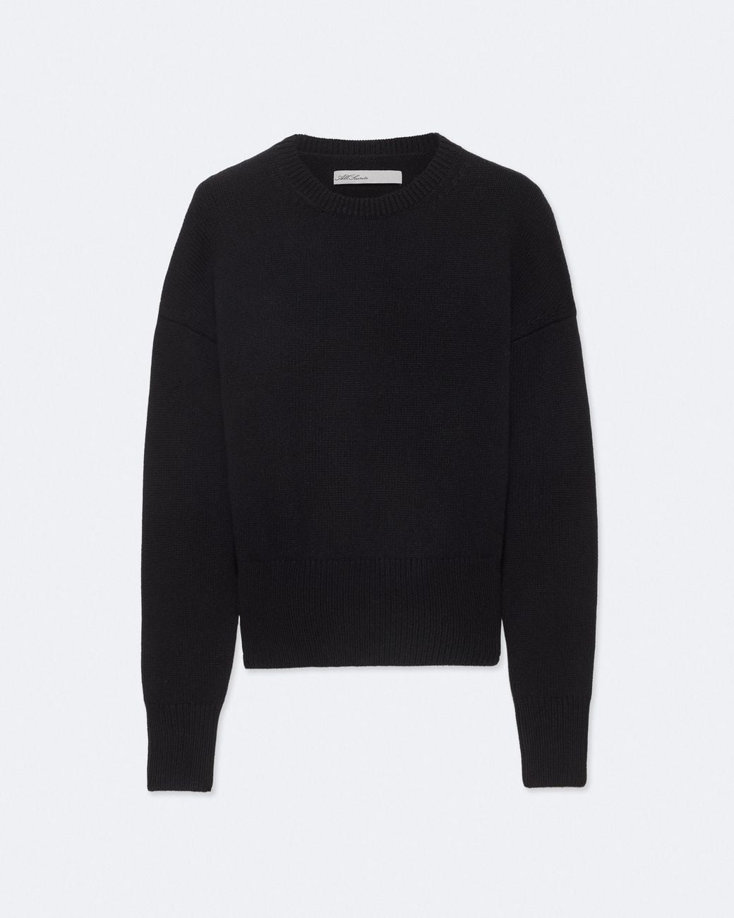 AllSaints Black Mari Boxy-Fit Wool-Blend Jumper
