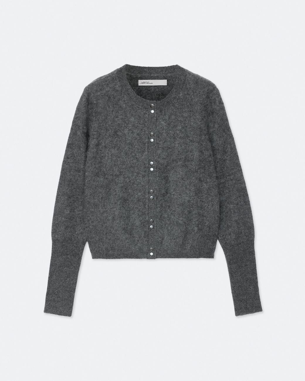 AllSaints Gray Ada Cashmere Button-Down Cardigan