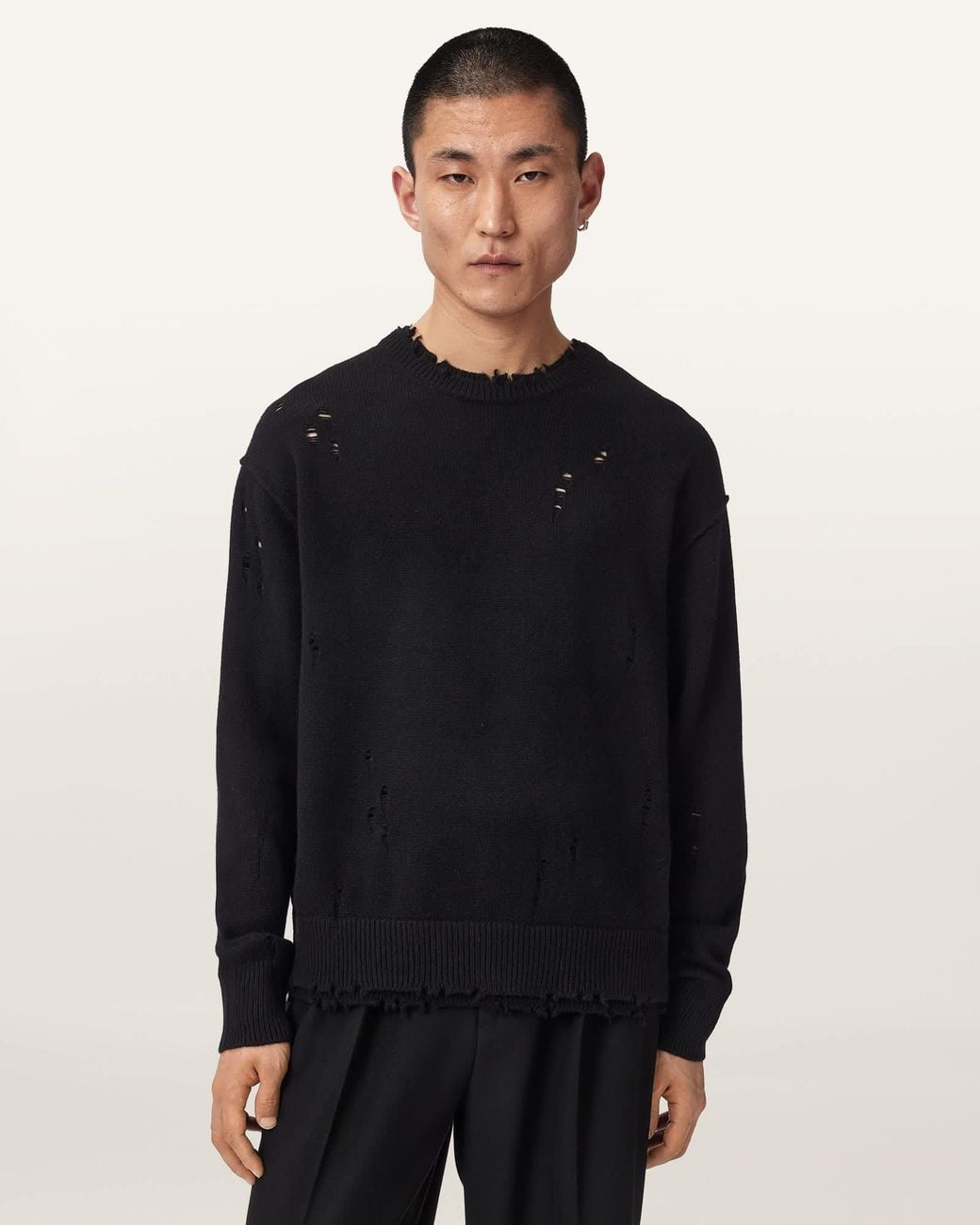 AllSaints Black Wolf Oversized Wool Blend Jumper for men