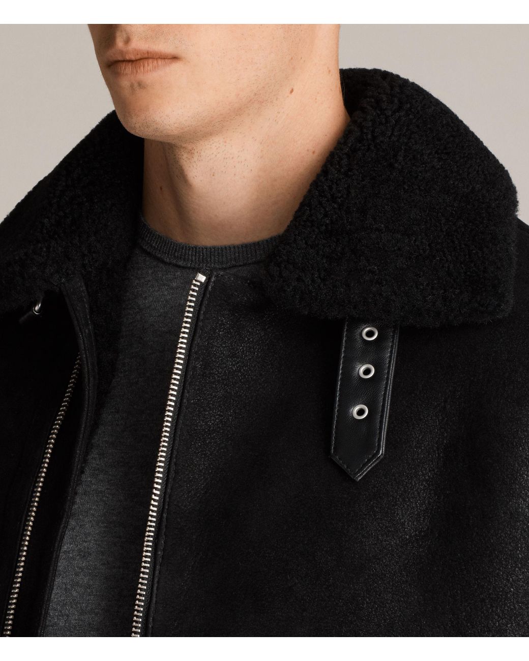 AllSaints Dekley Shearling Jacket in Black for Men | Lyst UK