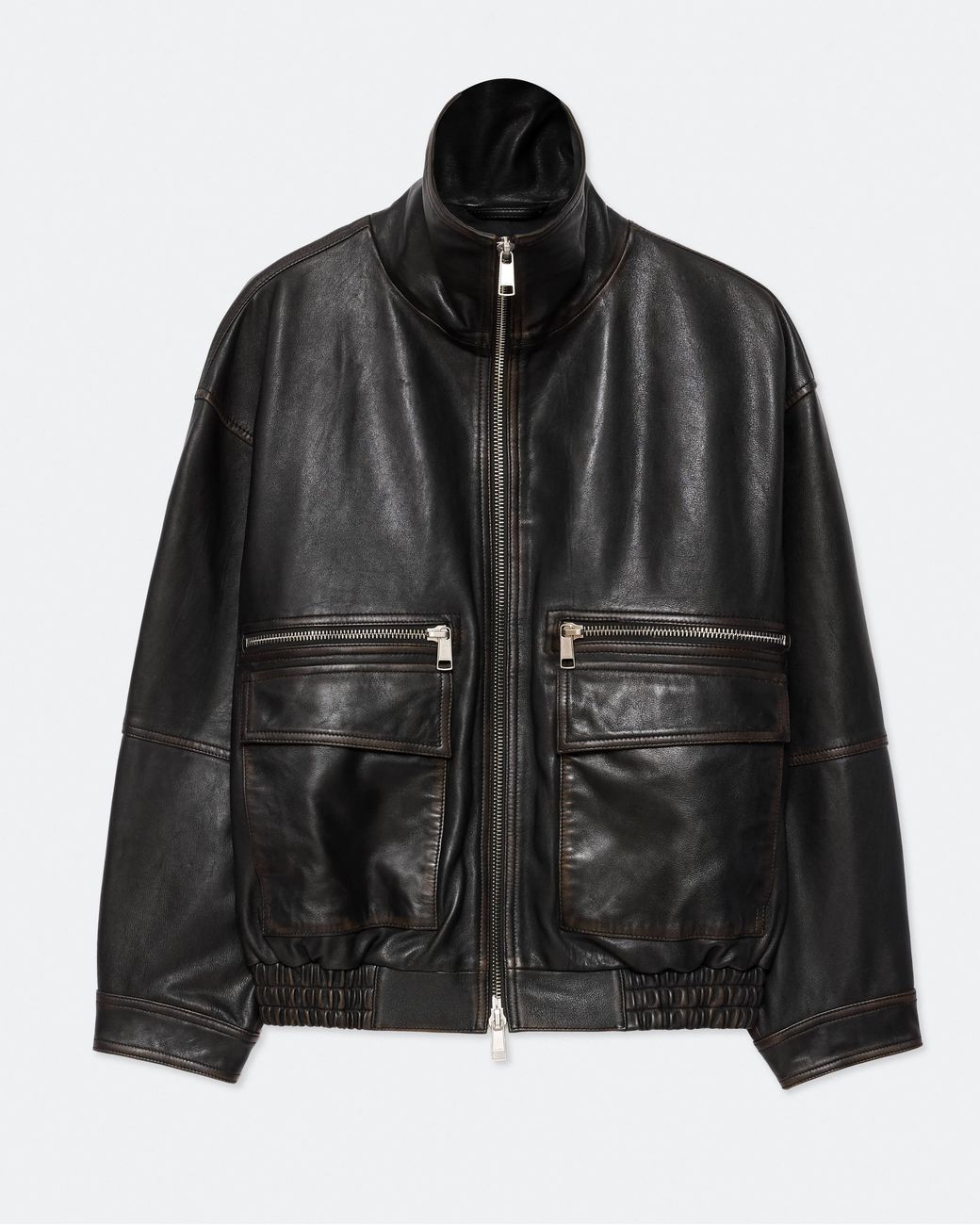 AllSaints Black Elisa Leather Bomber Jacket