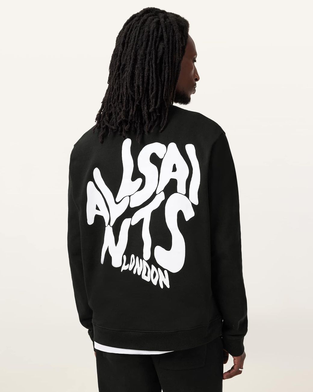 AllSaints Black Orlando Logo Printed Crew Neck Sweatshirt,, Jet for men
