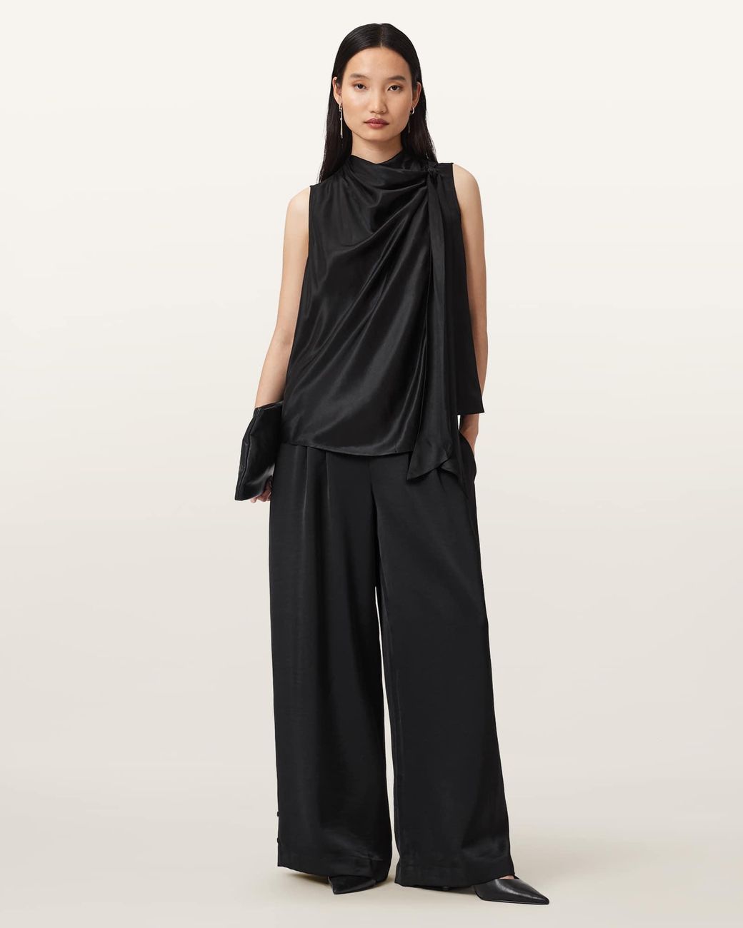 AllSaints Black Leanne Straight Leg Trousers