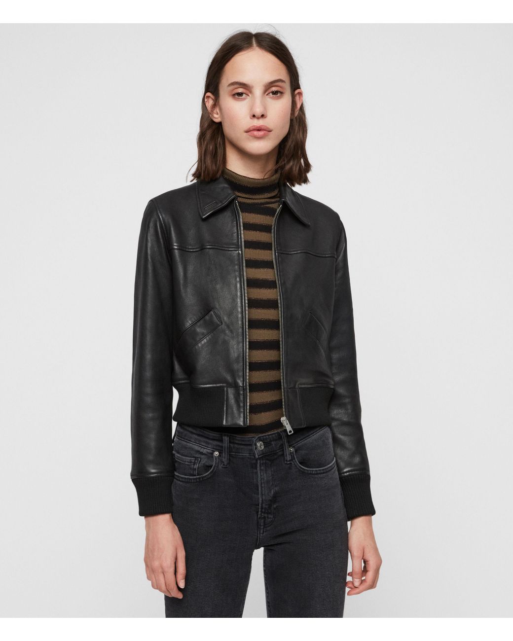 AllSaints Pascao Bomber Womens in Black | Lyst