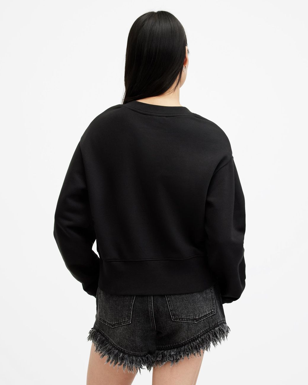 AllSaints Flite Separo Sequin Eagle Sweatshirt in Black | Lyst