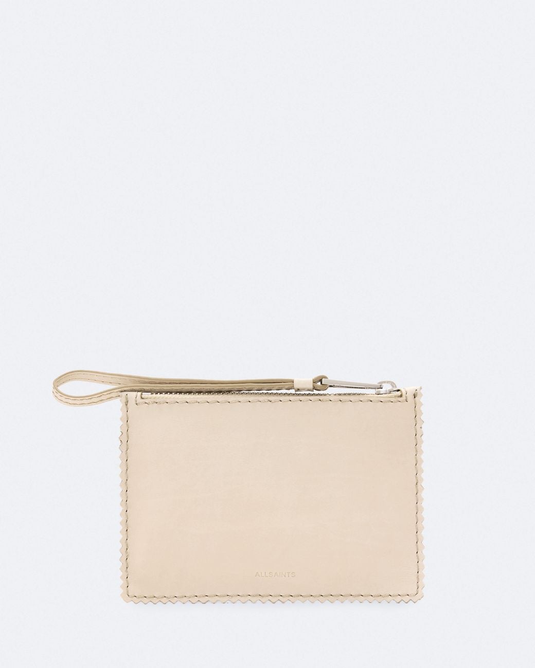 AllSaints Natural Siloh Pinked-Edge Small Leather Pouch