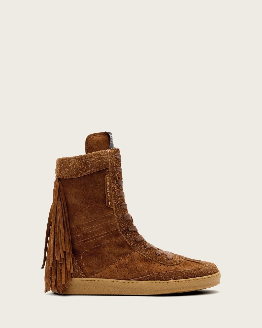 AllSaints Brown Louise Fringe-Detail Sneakers