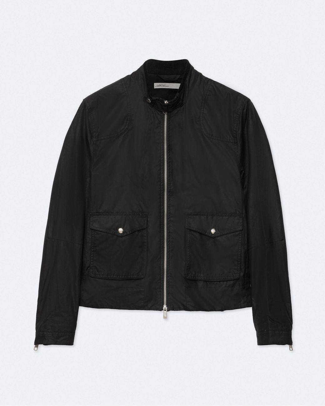 AllSaints Black Kirk Waxed-Cotton Racer Jacket for men