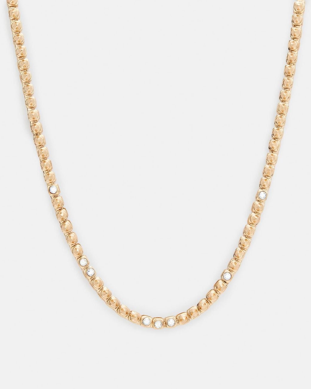 AllSaints Natural Bobbie Box Chain Studded Necklace