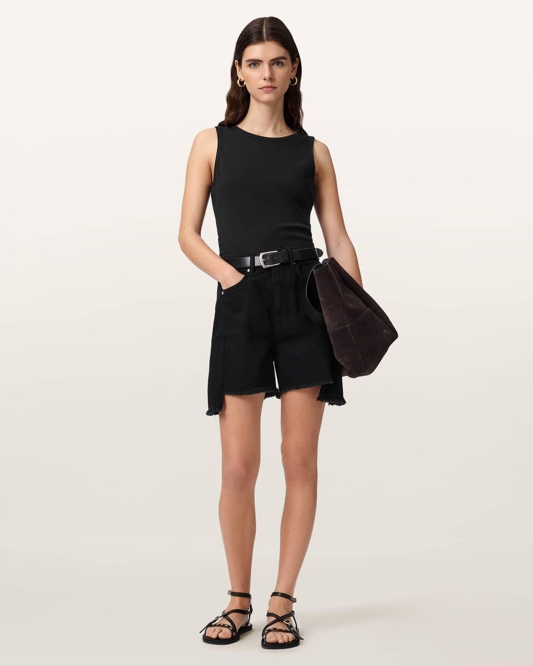 AllSaints Blue Katarina Boat Neck Slim Fit Tank Top