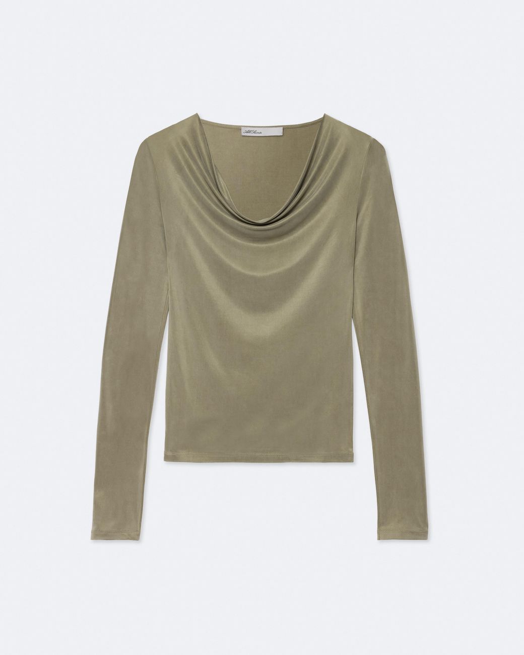 AllSaints Green Lilla Cowl-Neck Slim-Fit Dress