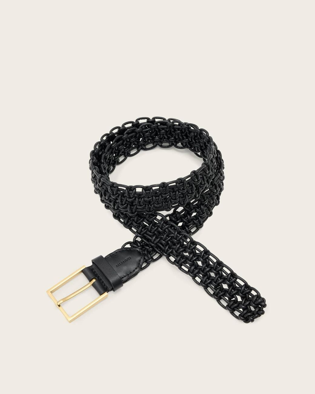 AllSaints Black Ila Leather Woven Belt