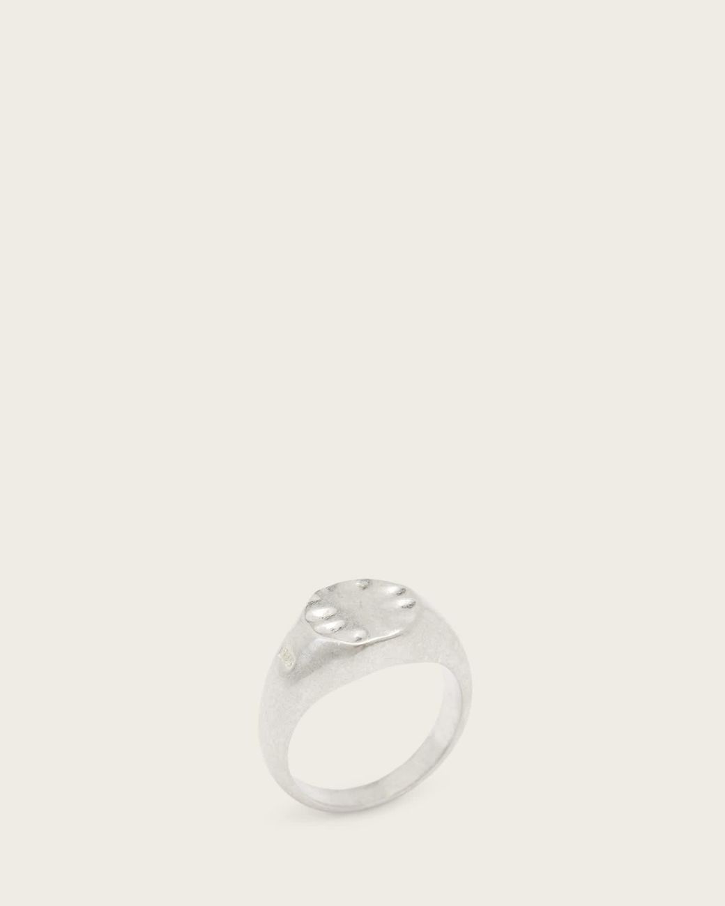AllSaints Natural Jake Oval Textured Signet Ring for men